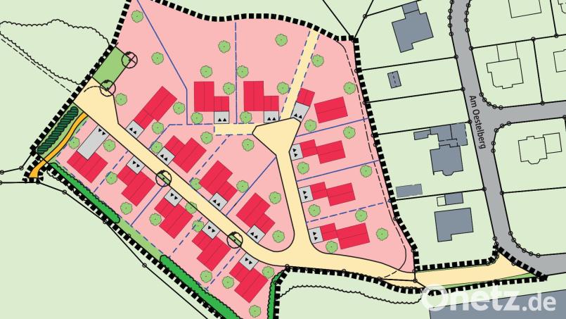 Der Bebauungsplan zum Neubaugebiet &quot;Zur Selingau&quot; nimmt Gestalt an. Bild: Blank &amp; Partner Landschaftsarchitekten/Grafik: Laura Fröhler
