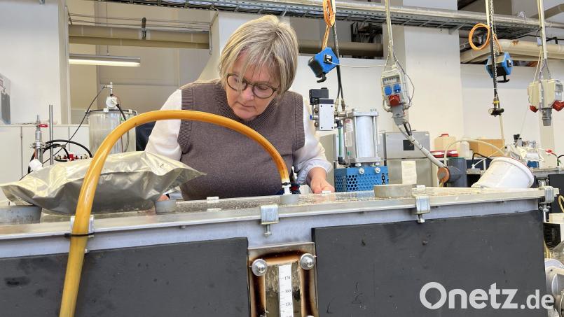 Herz von Schmack Biogas ist das Labor. Hier wird in Kleinfermentern Grundlagenarbeit geleistet. Doris Schmack schaut nach, ob sich die Bakterien der Miniatur-Biogasanlage wohl fühlen. Bild: ihl