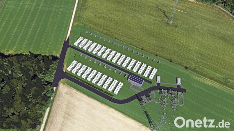 200 Megawattstunden Speicherkapazität – der Batteriespeicher in Röthenbach soll das Gleichgewicht zwischen Stromerzeugung und Nachfrage herstellen. Grafik: SWW/exb