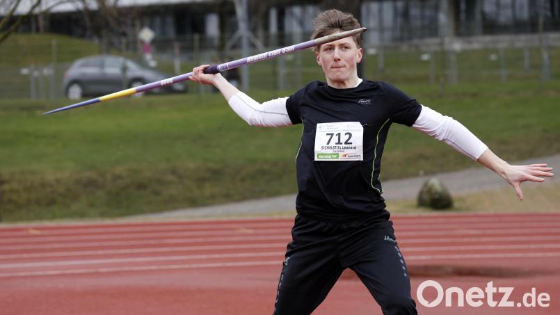 Leonard Sichelstiel vom ESV Amberg wurde Bayerischer Meister im Speerwurf bei den U20-Junioren. Bild: Theo Kiefner