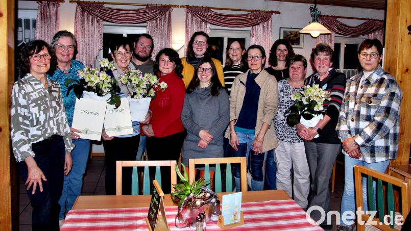 Gewählte und Geehrte: (von links) Zweite Bürgermeisterin Lydia Zahner, Karin Ertel, Elfriede Zäch, Oliver Herbst, Elisabeth Steger-Piehl, die Vorsitzende Verena Frauenknecht (vorne), Verena Thoma (dahinter), Manuela Mittermaier, Birgit Eitner, Sigrid Heinl, Petra Donhauser, Siglinde Luber, Ingrid Ertel. Bild: ds