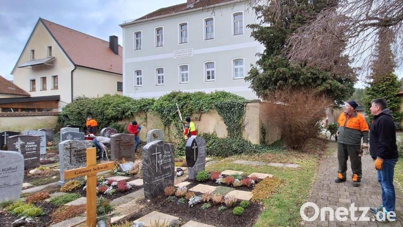 Nach dem Rückschnitt können sich die Sträucher an der Friedhofsmauer in Fürnried wieder erneuern. Bild: Sandra Henselmann/exb