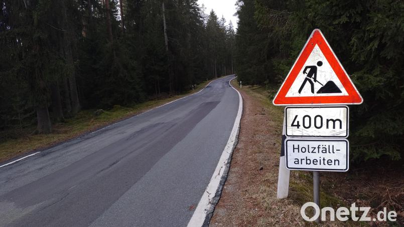 Ein Schild im Wald kurz vor dem Fuhrbach weist auf die Rodungsarbeiten hin. Bild: ld
