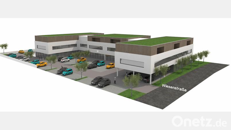 Das Pflege- und Gesundheitszentrum Oberpfalz-Nord in Irchenrieth soll aus drei Gebäudeteilen bestehen. Bild: Architekturbüro Theo Nutz/exb