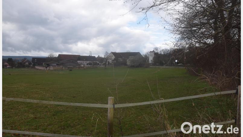 Vom Veitenweg aus gelegen zum Ortsrand hin, wird sich das neue Baugebiet &quot;Aign&quot; erstrecken Bild: fz