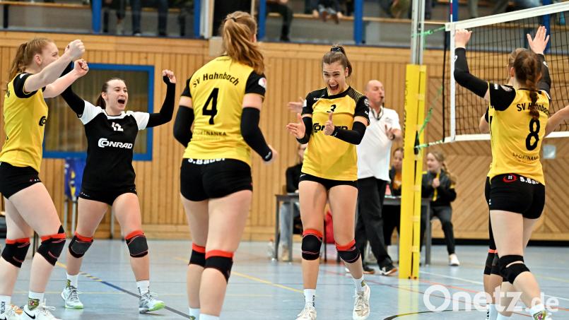 Jubel bei den Volleyballdamen des SV Hahnbach über Tabellenplatz zwei in der Regionalliga. Bild: Hubert Ziegler