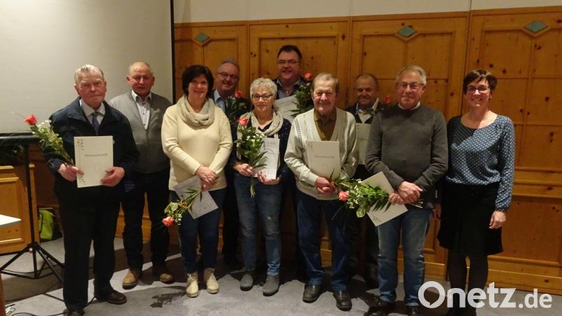 Der Obst- und Gartenbauverein Freudenberg/Wutschdorf ehrt langjährige Mitglieder (von links): Martin Strobl, Zweiter Bürgermeister Franz Weiß, Elisabeth Eckl, Xaver Lobensteiner, Erna Lobensteiner, Michael Wiederer, Martin Binner, Hans Pielenhofer, Hans Heldmann und Vorsitzende Michaela Basler. Bild: bas