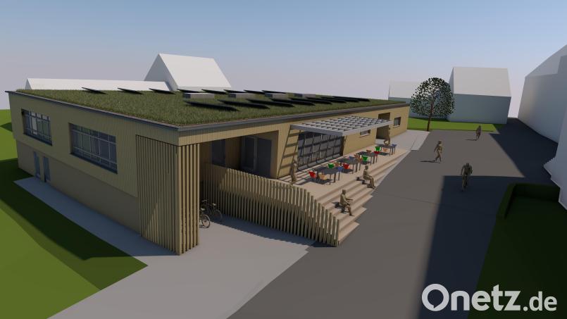 Heute wird auf der Wiese gegenüber des alten Schulhauses (rechts am Rand) im Schulgässchen gespielt, bis 2026 soll hier die neue offene Ganztagsschule entstehen. Bild: b+ Architekten / Harald Bauer