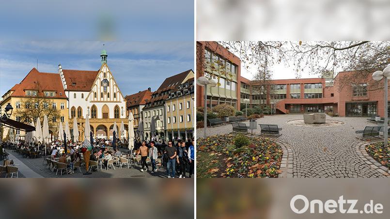 Amberg und Weiden als Partnerstädte? Um diese Frage geht es in einer Pressemitteilung der Weidener CSU. Bildmontage: Oberpfalz-Meiden, Laura Fröhler – Bilder: Petra Hartl (links), Wolfgang Steinbacher