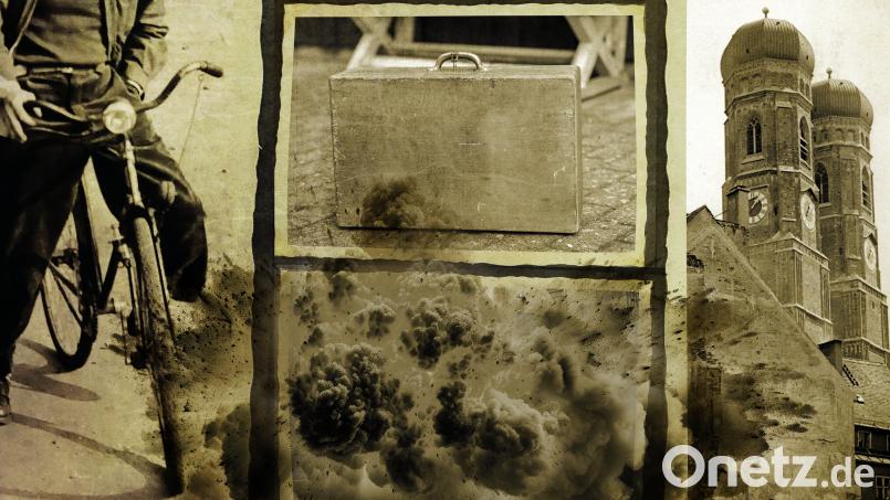 Hans floh 1945 auf dem Rad aus München in die Oberpfälzer Heimat. Oben in der Mitte ist der selbst gebaute Koffer zu sehen. Bildmontage: Marina Gube/Stihl024/Yeti Studio/Stock Adobe/Georg Göbel/dpa