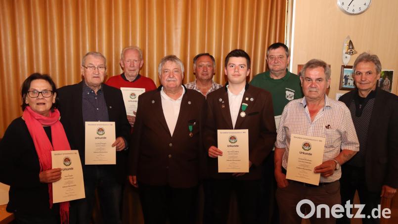 Die Geehrten: (von links) Anna und Leonhard Stiegler, Josef Piller sen., Josef Spies, Alois Flierl, Nico Schwendtner, Peter Tschamler, Gerhard Edenharter und 2. Bürgermeister Josef Weinfurtner. Bild: mrr