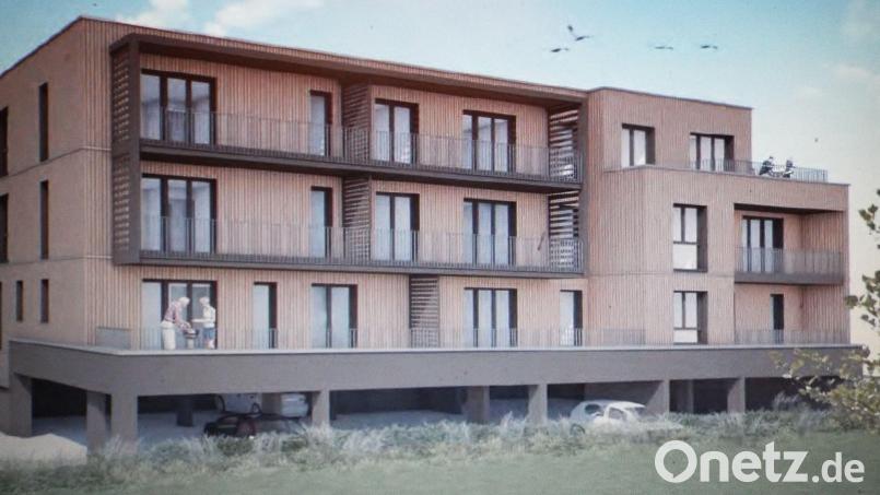 So sieht Sozialer Wohnungsbau in Kümmersbruck aus. Die Visualisierung wurde den Mitgliedern des Gemeinderats von einem Architekturbüro aus München vorgelegt. Der Komplex soll unterhalb des Seniorenwohnparks am Rathaus entstehen. Bild: Stark Architekten München/exb