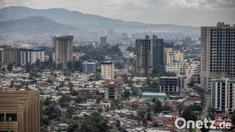Blick aus dem Gebäude der Afrikanischen Union auf Addis Abeba, der Hauptstadt von Äthiopien. Bild: Michael Kappeler/dpa
