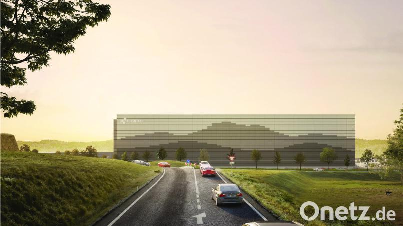 So soll das geplante Hochregallager der Firma Cube aus Richtung Poppenreuth einmal aussehen. Animation Architekturbüro Kuchenreuther/exb