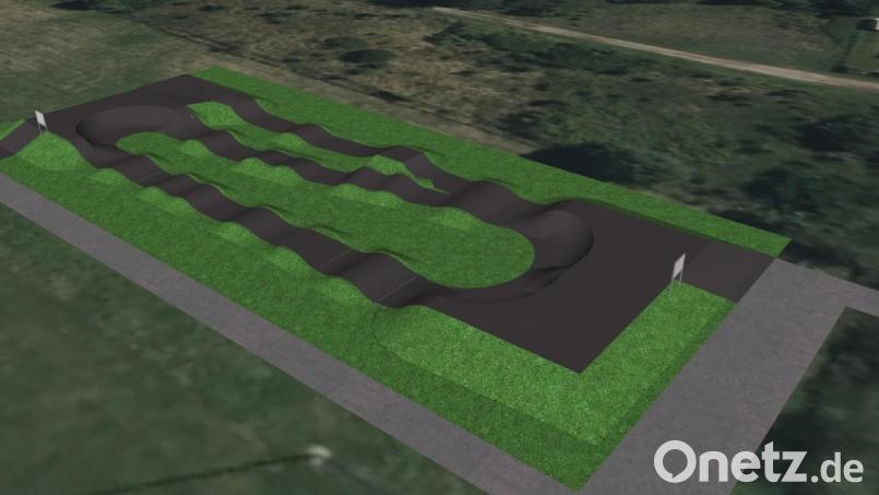 So sähe der Entwurf der Firma &quot;Radquartier&quot; für den Pumptrack am DJK-Gelände in Weiden aus. Die Kosten von 470.000 Euro aber sind zu hoch. Und für einen geförderten Bau am Wittgarten fand sich im Bauausschuss keine Mehrheit. Bild: Radquartier GmbH/exb