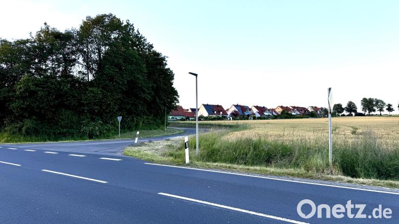 Ein möglicher Standort für ein neues Gerätehaus der Edeldorfer Wehr ist unmittelbar am Ortseingang Theisseils gegenüber der Kläranlage. Bild: Eichl