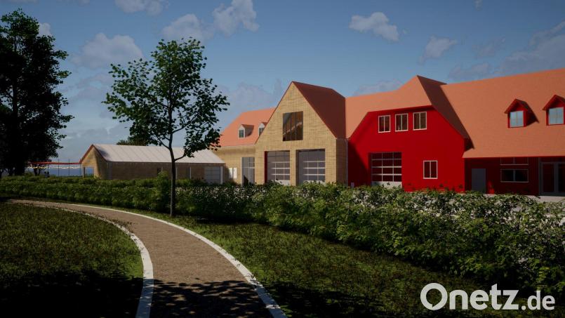 Rund 4,3 Millionen Euro kosten der Anbau ans Feuerwehr-Gerätehaus in Waldershof und der Neubau eines Radlpoints. Grafik: Stadt Waldershof/Architekturbüro Kuchenreuther/exb