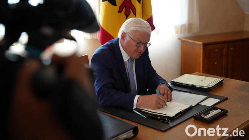 Bundespräsident Frank-Walter Steinmeier arbeitet im Altstadthotel Bräuwirt in Weiden. Bild: Sebastian Böhm