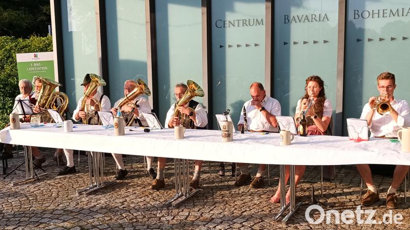 Die Stammtischmusikanten gestalten die vorletzten Schönseer Abendklänge. Bild: Sandra Klein/Stadt Schönsee