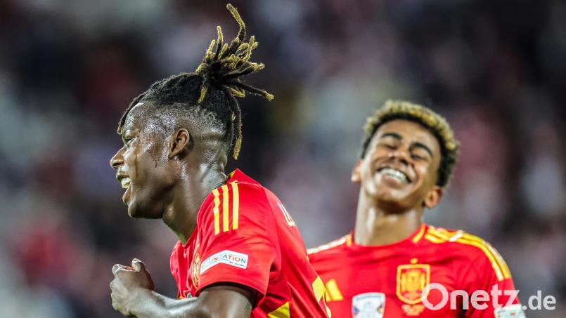 Spaniens Nico Williams (links) und Lamine Yamal werden auch gegen Deutschland den Unterschied machen. Bild: Rolf Vennenbernd/dpa