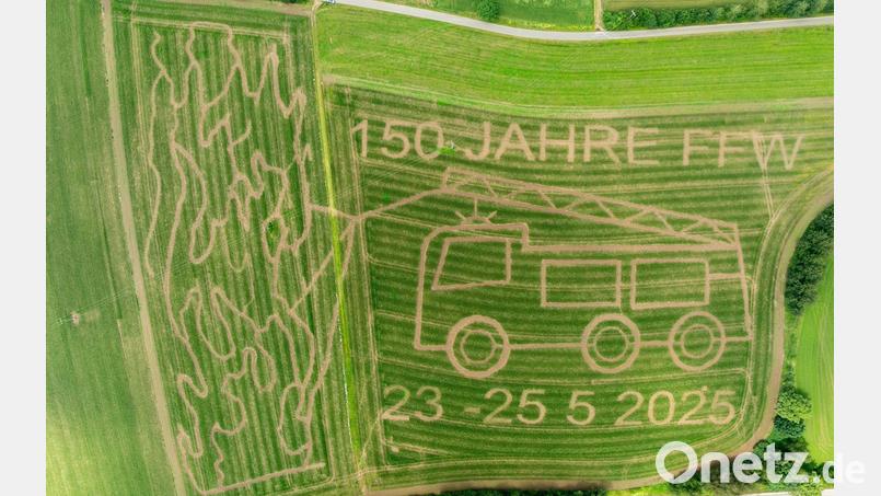 Die Feuerwehr Tännesberg eröffnet Ende Juli ein 10 Hektar großes Maislabyrinth. Anlass ist das 150-jährige Jubiläum der Wehr im Mai 2025. Bild: FFW Tännesberg/exb
