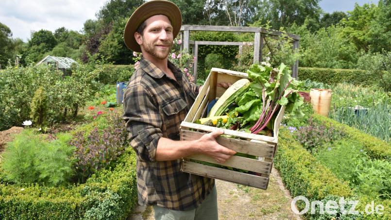Wenn Erntezeit ist und der Permakultur-Garten den Überfluss freigibt, stellt David Pontoux sein Gemüse in Kisten vor den Kreislehrgarten zum Verschenken. &quot;Das ist immer alles schnell weg&quot;, sagt er lachend. Bild: ubb