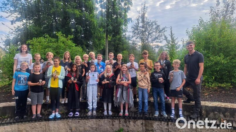 Die Kinder waren von den Waldjugendspielen begeistert. Bild: Klaus Schreiber/AELF Amberg-Neumarkt/exb