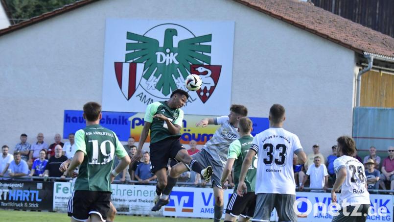 Die DJK Ammerthal (grüne Trikots) siegte gegen die SpVgg SV Weiden mit 2:0. Bild: Ziegler