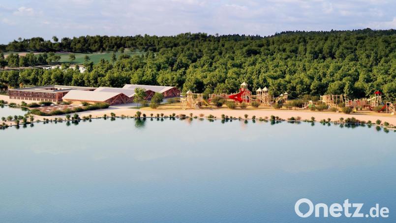 Nichts ist aus der Vision bisher geworden: Ein Adventurepark für Kinder, ein Hotel und noch viel mehr: So sieht das Konzept für den Freizeitsee Dießfurt aus, das auch nur teilweise umgesetzt werden kann. Archivgrafik: Eneca Management- und Beteiligungs-GmbH/inMotion Park