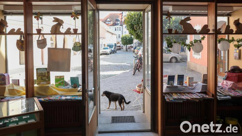 Die Buchhandlung und Buchdruckerei Carl Mayr am Schrannenplatz gehört zu den ältesten Geschäften Ambergs. Inhaberin Rosemarie Mayr führt es in vierter Generation. Bild: Wolfgang Steinbacher