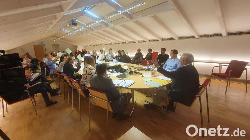 Alle gegen Oberbürgermeister Andreas Feller (rechts): Der Schwandorfer Hauptausschuss stimmt am Mittwoch über das weitere Vorgehen bei den Baugenehmigungen in Irlaching Siedlung ab. Bild: Hösamer