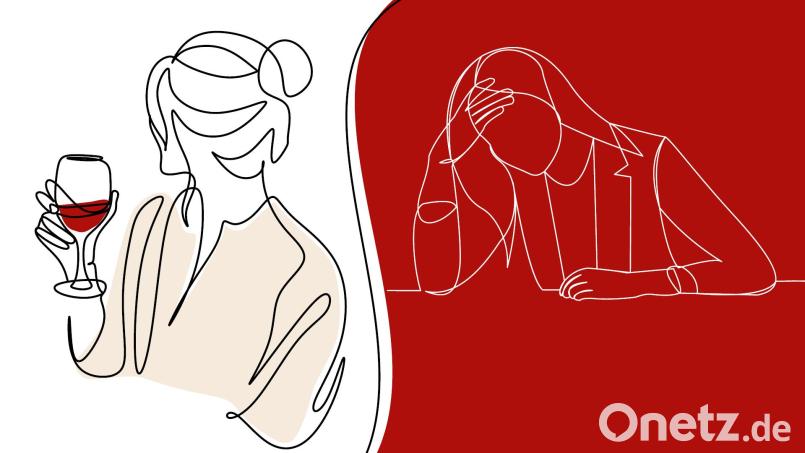 Mit 20 trank Anna (Name von der Redaktion geändert) regelmäßig ein Glas Wein am Wochenende mit Freunden. Als sie sich dann in der Gastroszene selbstständig machte, konsumierte sie fast täglich. Bildmontage: Marina Gube/MuhammadZulfan, Nina - stock.adobe.com