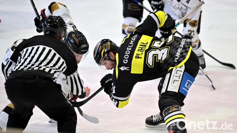 Tomas Plihal (rechts) vom ERSC Amberg trug in der vergangenen Saison noch das Erdinger Trikot. Bild: Hubert Ziegler