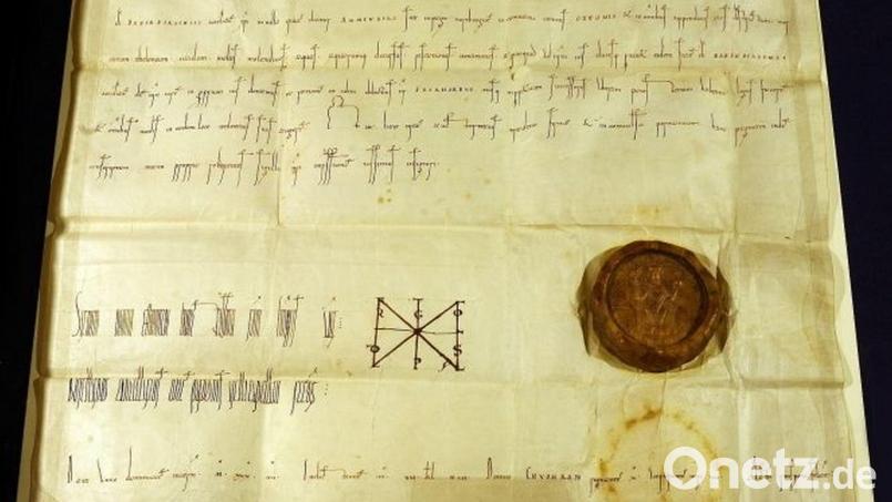 Die Urkunde von 1034, in der &quot;Ammenberg&quot; zum ersten Mal erwähnt ist. Archivbild: Wolfgang Steinbacher