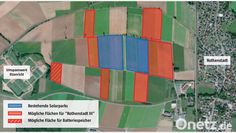 Die &quot;Erweiterung Sonnenpark Rothenstadt&quot; (&quot;Rothenstadt III&quot;) umfasst rund 21 Hektar. Der Vorentwurf für die Planung wird demnächst öffentlich ausgelegt. Bild: Oberpfalz-Medien, Marco Meier