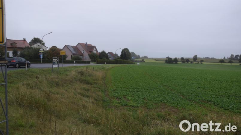 Westlich der Ilsenbacher Straße in Püchersreuth soll das neue Baugebiet entstehen. Die Regierung der Oberpfalz sieht im Gegensatz zur Gemeinde den Bedarf nicht als gegeben. Bild: fz