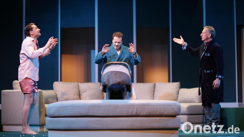 &quot;Drei Männer und ein Baby&quot; kommt als Boulevard-Komödie ins Stadttheater Amberg. Bild: Dietrich Dettmann/exb