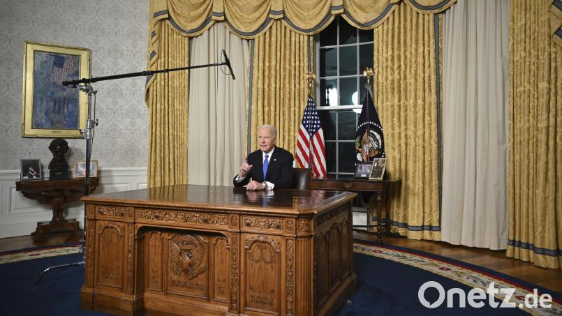 US-Präsident Joe Biden hält seine Abschiedsrede aus dem Oval Office des Weißen Hauses. Bild: Mandel Ngan/dpa