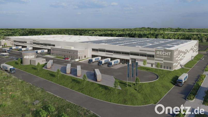 Vor einem Jahr präsentierte die Visualisierung ein geplantes Logistikzentrum der Thielemann-Group. Jetzt soll der Bau bald starten. Bild: GOLDBECK Nord GmbH /exb