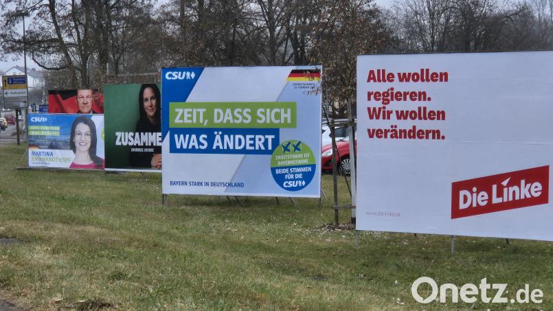 Die Parteien werben längst für ihre Kandidaten zur Bundestagswahl 2025, hier an der Wackersdorfer Straße in Schwandorf. Bild: Hösamer