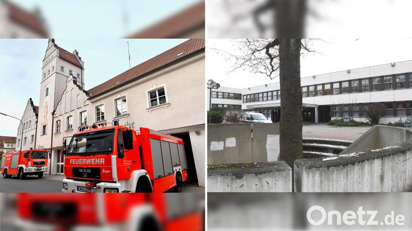 Die neue Feuerwache und ein Neubau der Realschulen lasten millionenschwer auf dem Weidener Haushalt in den kommenden Jahren. Ob beides gleichzeitig zu stemmen ist, darüber streiten gerade die CSU- und SPD-Fraktion. Bildmontage: Laura Fröhler; Archivbilder: Gabi Schönberger