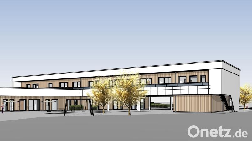 So soll die neue Kindertagesstätte an der Neukirchner Straße in Waldershof einmal aussehen. Grafik: Architekturbüro Horstmann und Partner Part GmbH
