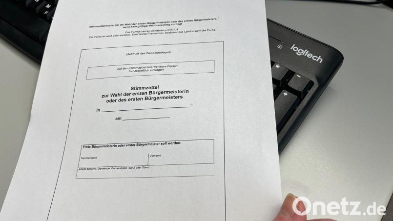 Ein Stimmzettelmuster für die Urwahl, wie sie am 23. Februar in Schwarzach stattfindet. Der Originalstimmzettel ist dann in einem grünlichen Farbton gehalten, enthält das Gemeindesiegel, den Namen Schwarzach bei Nabburg und das Datum 23. Februar. Bild: ihl