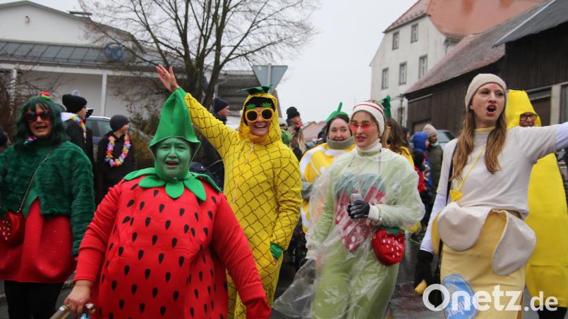 In Mähring ist beim Faschingszug immer etwas los. Hier sorgen die &quot;Obstfrüchtchen&quot; für Stimmung. Archivbild: kro