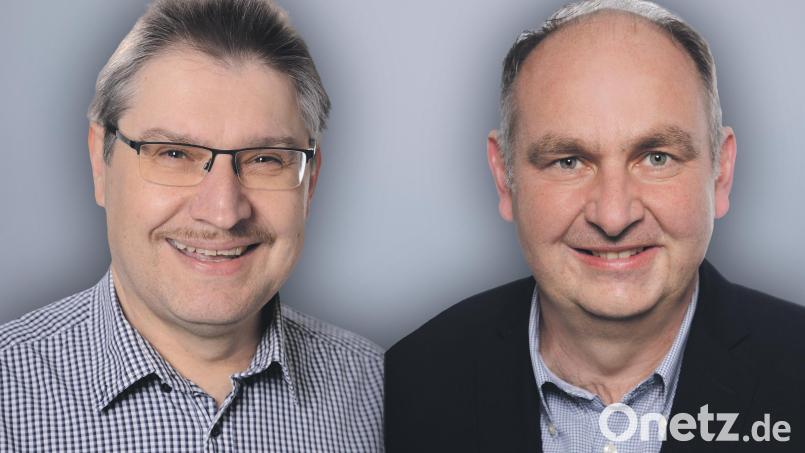 Von links: Wolfgang Bock (CSU) und Andreas Götz (BGL) kandidieren für das Amt des Bürgermeisters in Georgenberg. Bildmontage: Marina Gube/ Fotos: Foto Studio Kraus Vohenstrauß