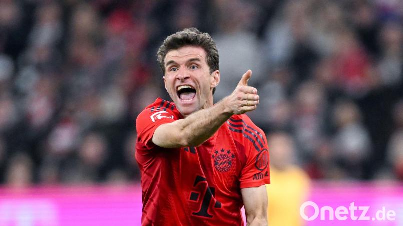Thomas Müller wie er leibt und lebt: Beim 4:0-Erfolg gegen Eintracht Frankfurt stand der Bayern-Oldie überraschend in der Anfangself. Bild: Sven Hoppe/dpa