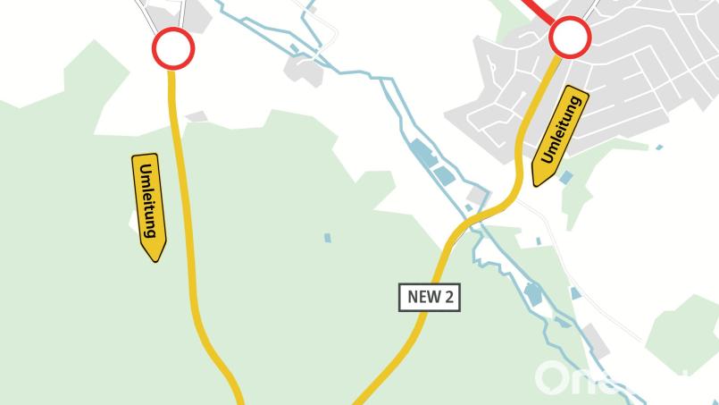 Die Kreisstraße NEW 24 ist ab 3. März voll gesperrt. Fahrer werden über die NEW 2 umgeleitet. Bild: Marco Meier