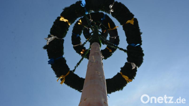 Ein Waldsassener Maibaum aus den vergangenen Jahren von unten gesehen. Archivbild: jr