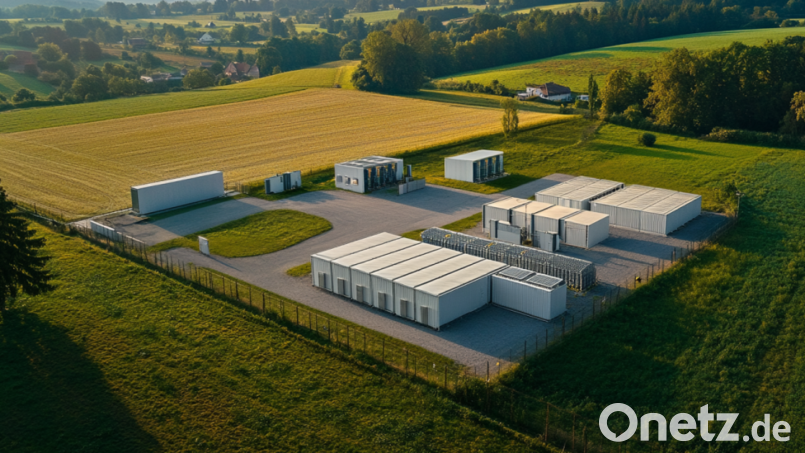 So ähnlich könnte die geplante Batteriespeicheranlage an der B15 in der Nähe des Tierheims Tirschenreuth aussehen. Grafik:  Firma Südwerk