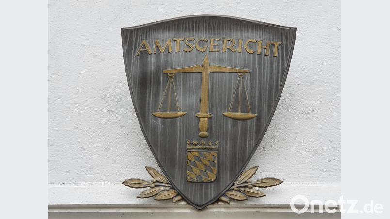 Das Wappen über dem Eingang des Schwandorfer Amtsgerichts. Zwei Männer sind vom Schöffengericht wegen Diebstahls von teuren Sonnenbrillen verurteilt worden. Bild: Hösamer